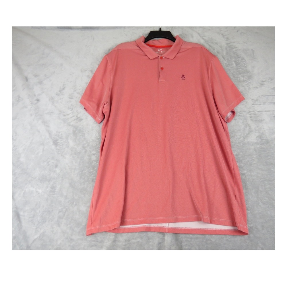 Nike Mens Polo Shirt XXL Salmon Pink Dri-FIT Short Sleeve Athletic AC 1896 Logo